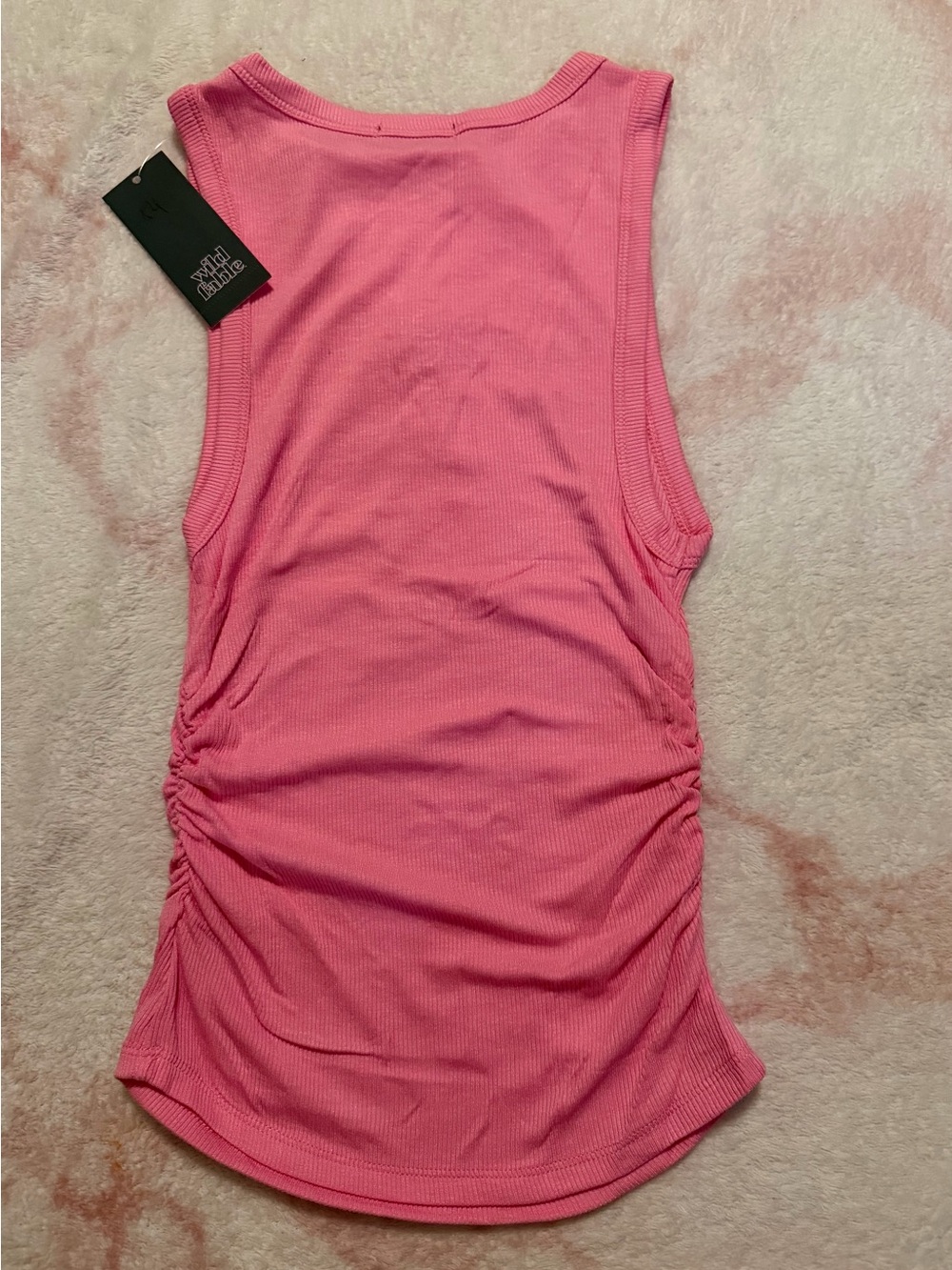 wild fable Pink Ribbed Tank with Shell Flower Accent - Picture 2 of 5